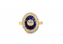 Pre-owned 18ct Yellow Gold Sapphire & Diamond Dress Ring Pre-owned 18ct Yellow Gold Sapphire & Diamond Dress Ring