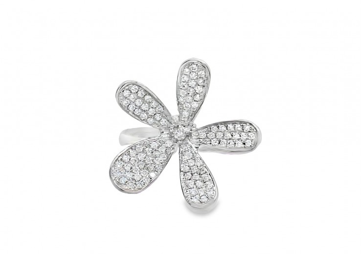 Pre-owned 18ct White Gold Diamond Floral Ring