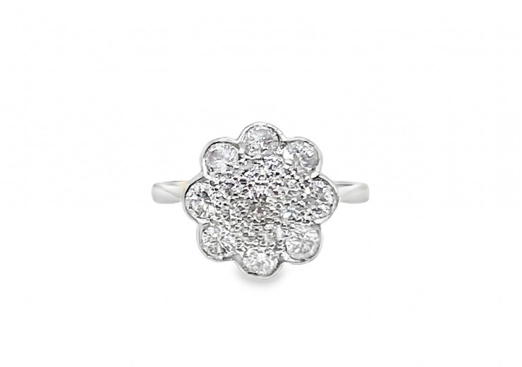 Pre-owned Vintage 18ct Yellow Gold Floral Diamond Ring