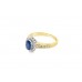 Pre-owned Vintage 9ct Yellow Gold Sapphire & Diamond Cluster Ring