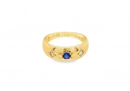 Pre-owned Antique 18ct Yellow Gold Sapphire & Diamond Ring