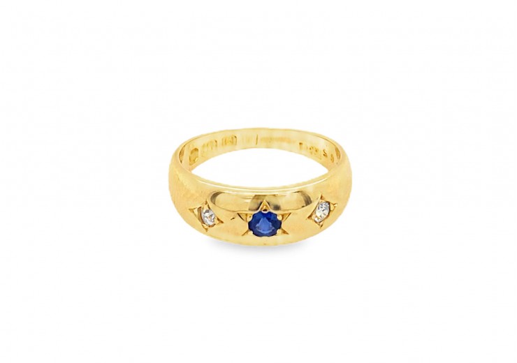 Pre-owned Antique 18ct Yellow Gold Sapphire & Diamond Ring