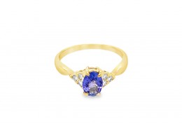 Pre-owned 14ct Yellow Gold Tanzanite & Diamond Ring