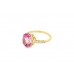 Pre-owned 9ct Yellow Gold Pink Topaz & Diamond Ring