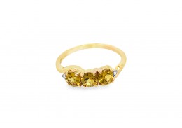 Pre-owned 9ct Yellow Gold Yellow Sapphire & Diamond Ring