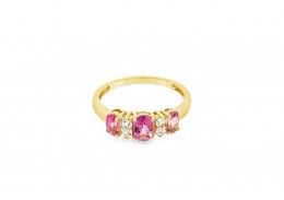 Pre-owned 9ct Yellow Gold Pink & White Topaz Ring