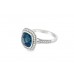 9ct White Gold Blue Topaz and Diamond Ring