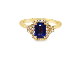 18ct Yellow Gold Sapphire & Diamond Fancy Cluster Ring