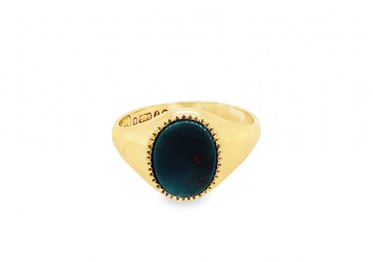Pre-owned Vintage 9ct Yellow Gold Bloodstone Signet Ring