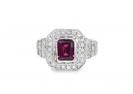 Pre-owned 18ct White Gold Tourmaline & Diamond Ring