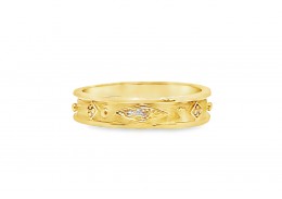 Pre-owned 18ct Yellow Gold Diamond Patterned Ring