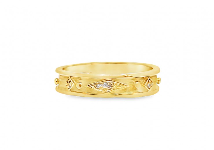 Pre-owned 18ct Yellow Gold Diamond Patterned Ring