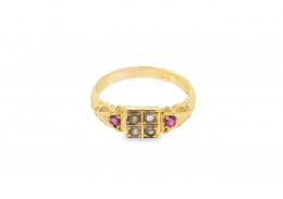Pre-owned Antique 15ct Yellow Gold Ruby & Pearl Ring 