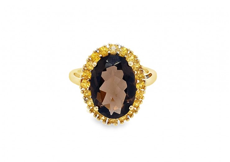 Pre-owned 9ct Gold Smoky Quartz & Citrine Ring Pre-owned 9ct Gold Smoky Quartz & Citrine Ring