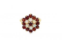 Pre-owned 9ct Gold Garnet & Opal Ring