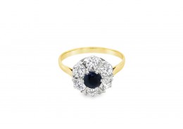 Pre-owned 9ct Gold Sapphire & Cubic Zirconia Ring