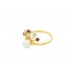 Pre-owned 9ct Gold Pearl, Ruby & Cubic Zirconia Ring