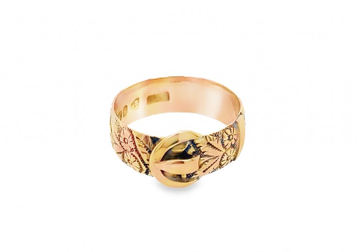 Pre-owned Antique 9ct Rose Gold Buckle Ring