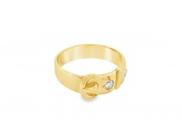 Pre-owned 18ct Gold & Diamond Buckle Ring