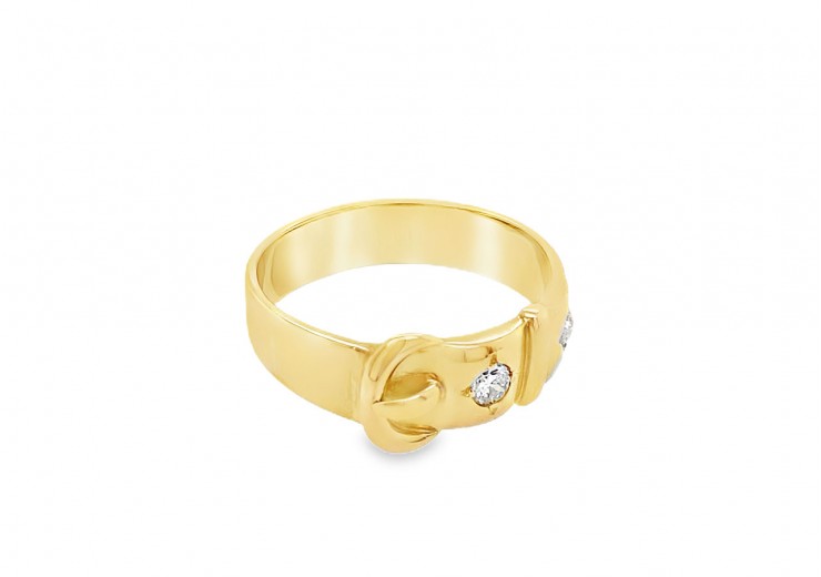 Pre-owned 18ct Gold & Diamond Buckle Ring