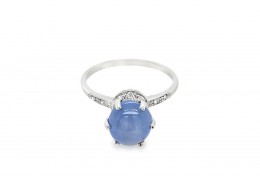 Pre-owned 18ct White Gold Star Sapphire & Diamond Ring Pre-owned 18ct White Gold Star Sapphire & Diamond Ring