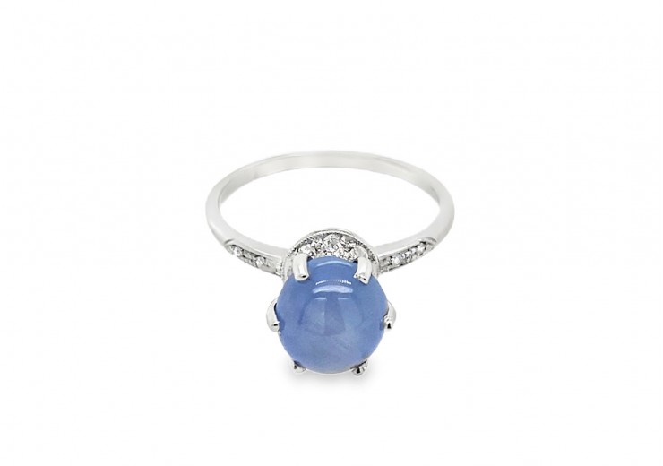 Pre-owned 18ct White Gold Star Sapphire & Diamond Ring