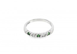 Pre-owned 9ct White Gold & Green Garnet Eternity Ring
