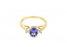 Pre-owned 9ct Gold & Tanzanite Trilogy Ring