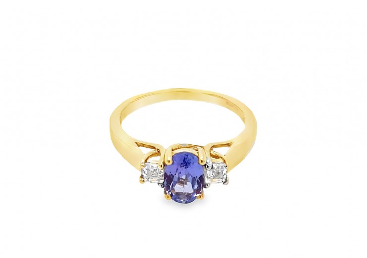 Pre-owned 9ct Gold & Tanzanite Trilogy Ring