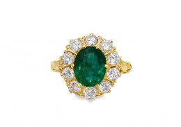 18ct Yellow Gold Emerald & Diamond Coronation Ring 18ct Yellow Gold Emerald & Diamond Coronation Ring