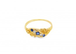 Pre-owned Antique 18ct Gold Sapphire & Diamond Ring