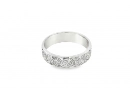 Pre-owned 9ct White Gold Patterned Band