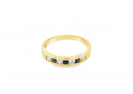 Pre-owned 9ct Gold Sapphire and Cubic Zirconia Ring