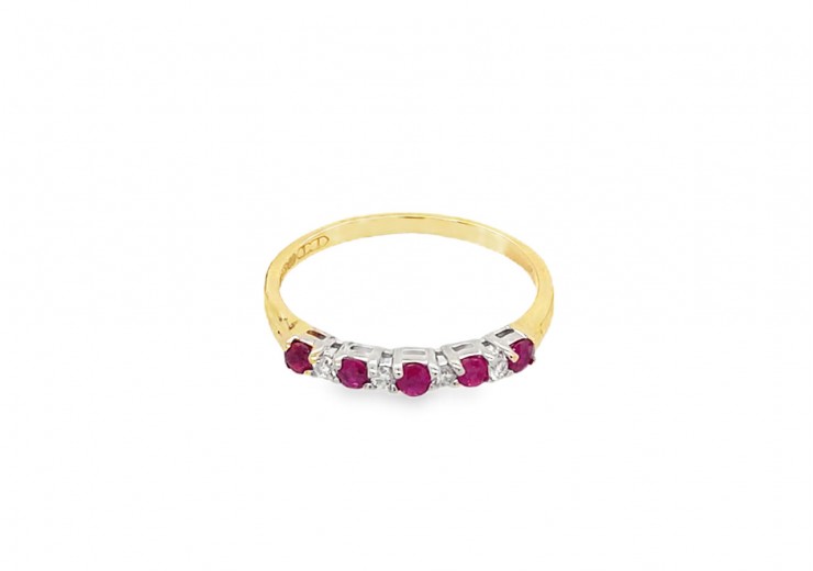 Pre-owned 9ct Gold Ruby & Diamond Eternity Ring