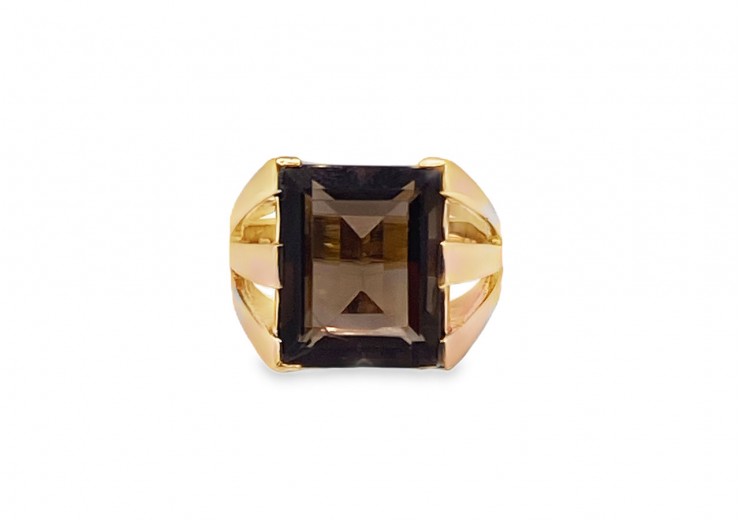 Pre-owned 9ct Yellow Gold Vintage Smokey Quartz Ring