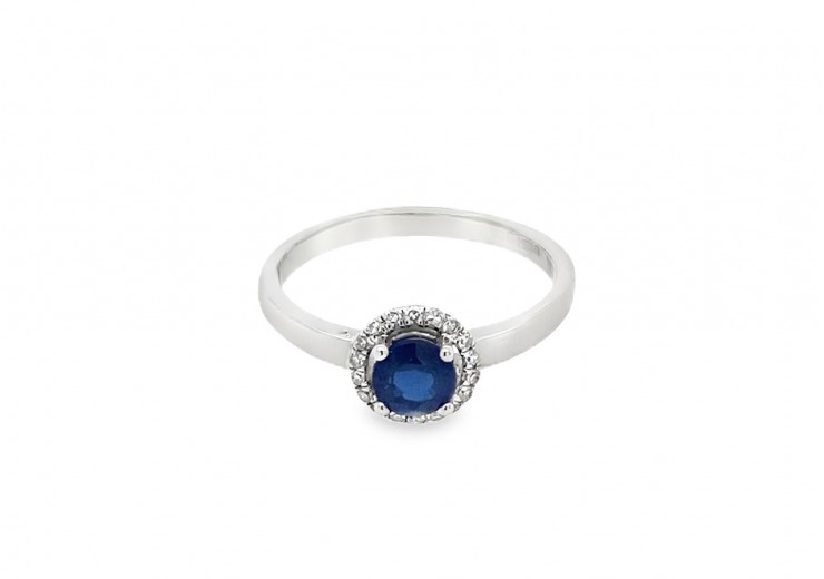 Pre-owned 9ct White Gold Sapphire & Diamond Ring