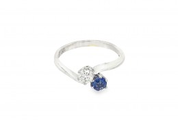 Pre-owned 9ct White Gold Sapphire & Diamond Toi Et Moi Ring Pre-owned 9ct White Gold Sapphire & Diamond Toi Et Moi Ring