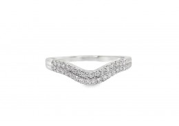 Pre-owned 18ct White Gold Wishbone Diamond Band Ring Pre-owned 18ct White Gold Wishbone Diamond Band Ring