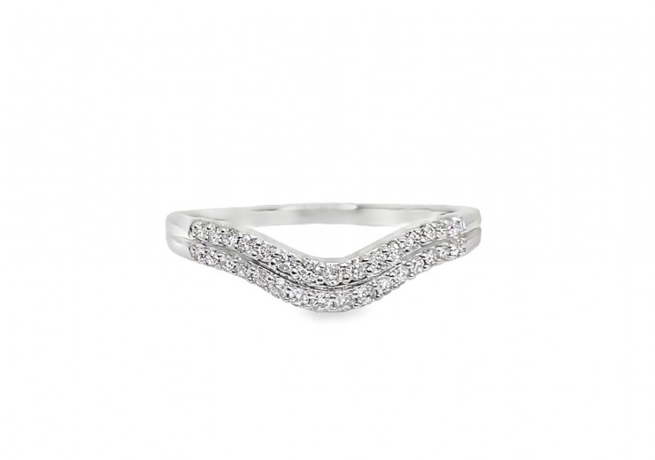 Pre-owned 18ct White Gold Wishbone Diamond Band Ring 