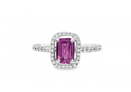 Pre-owned Platinum Pink Sapphire & Diamond Ring