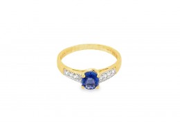 Pre-owned 9ct Gold Sapphire & Zircon Ring