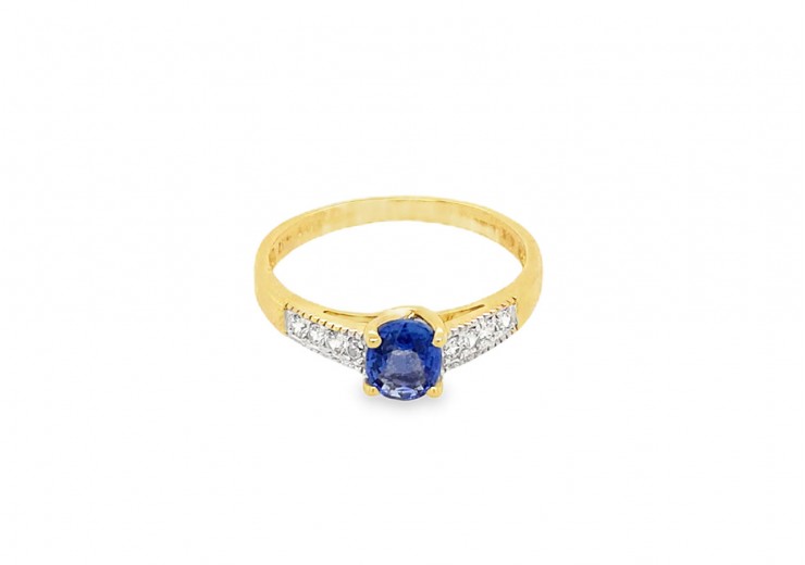Pre-owned 9ct Gold Sapphire & Zircon Ring