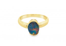 Pre-owned 9ct Yellow Gold Opal Triplet Ring