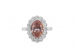 Platinum 2ct Oval Cut Pink Lab Diamond Ring