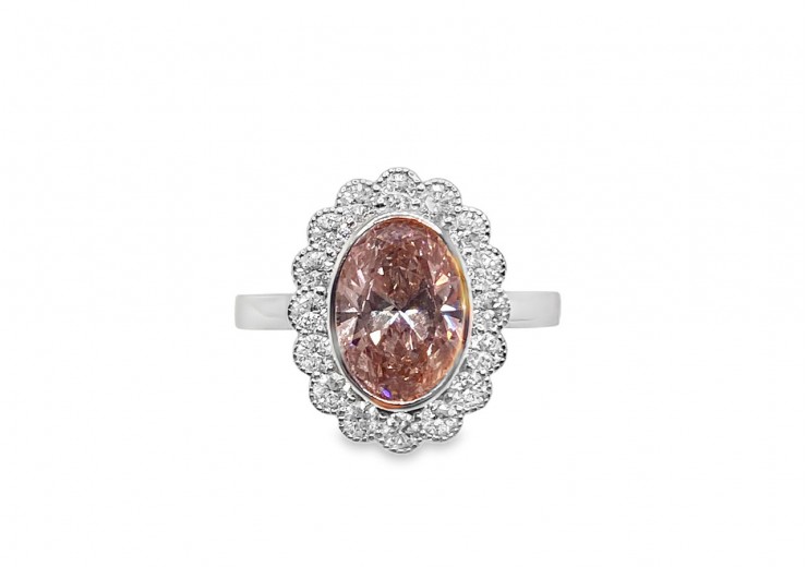Platinum 2ct Oval Cut Pink Lab Diamond Ring Platinum 2ct Oval Cut Pink Lab Diamond Ring