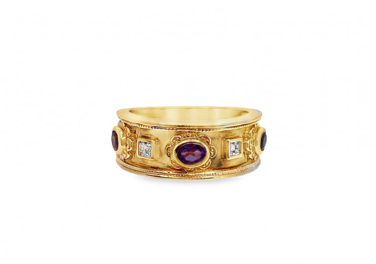 Pre-owned 9ct Yellow Gold Multi Gem Ring
