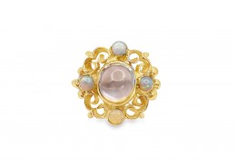 Pre-owned 9ct Yellow Gold Moonstone & Opal Ring