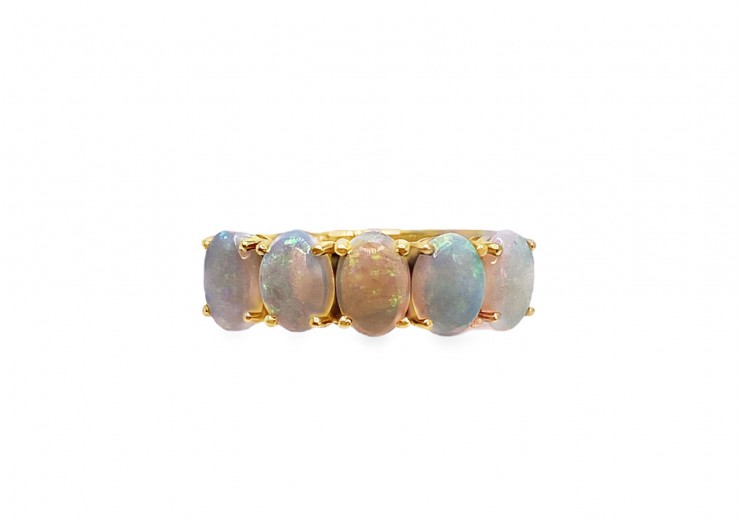 Pre-owned 9ct Yellow Gold 5 Stone Opal Ring