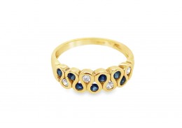 Pre-owned 9ct Yellow Gold Sapphire & Cubic Zirconia Ring