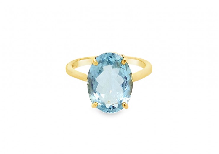 Pre-owned 9ct Yellow Gold Aquamarine Ring